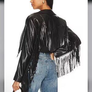 Black Fringe Leather Jacket 🖤